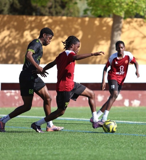 football conditioning drill with ball at murcia academy